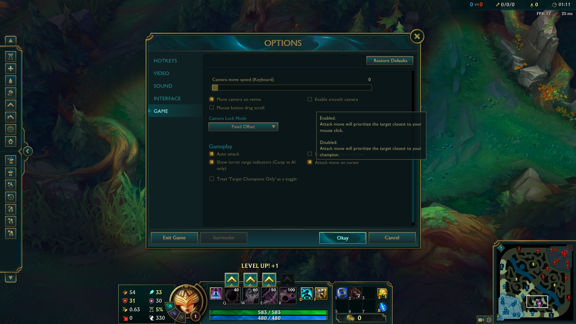 Oyun ayarlarında League of Legends