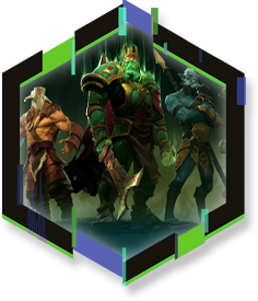 Altıgen çerçeve içinde Dota 2 karakter